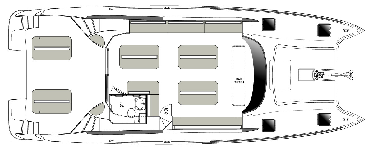 Schema esterno del Catamarano Catmarine 60