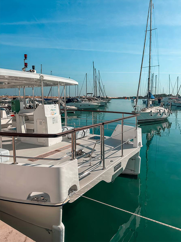 Vista del catamarano Catmarine 39 Hybrid in mare