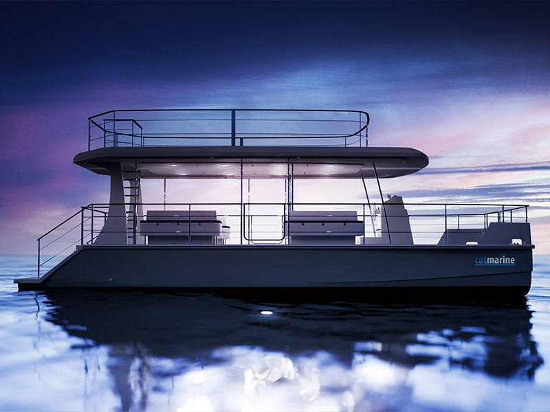 Rendering del catamarano Catmarine 43 in mare