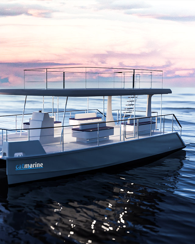 Rendering del catamarano Catmarine 43 in mare